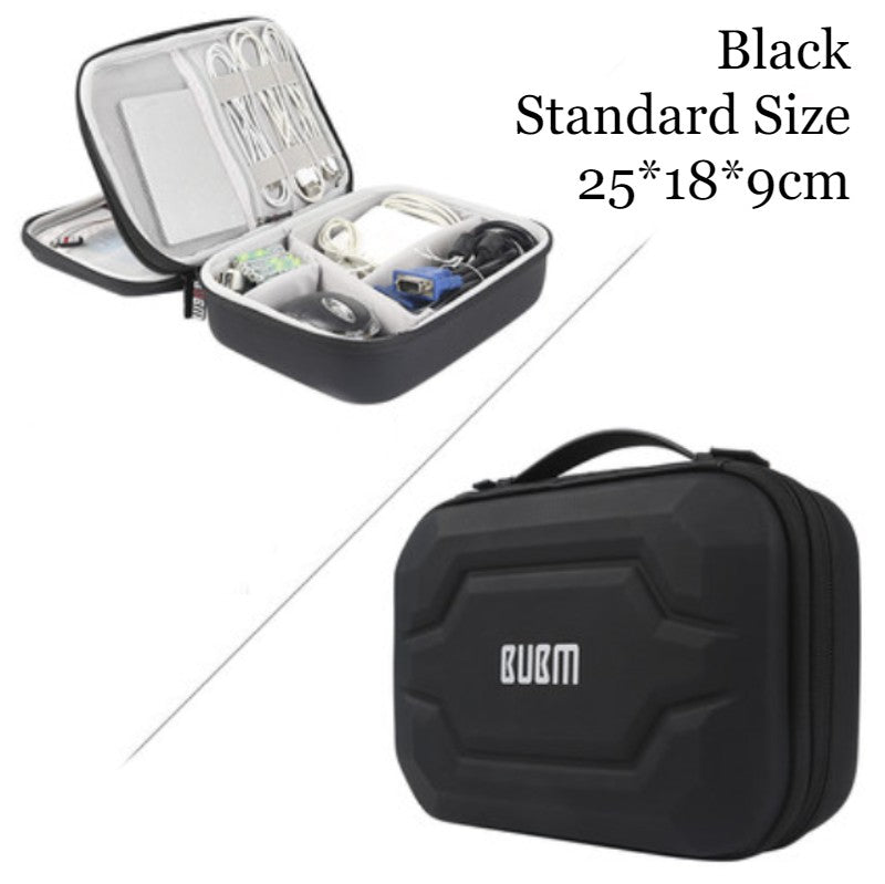 Lisslune | Portable Large-capacity Digital Accessory Storage Bag, with EVA Hard Shell, Waterproof and Shockproof Design, Double Storage and Adjustable Partition, for Cables, Power Bank, Cosmetics and More