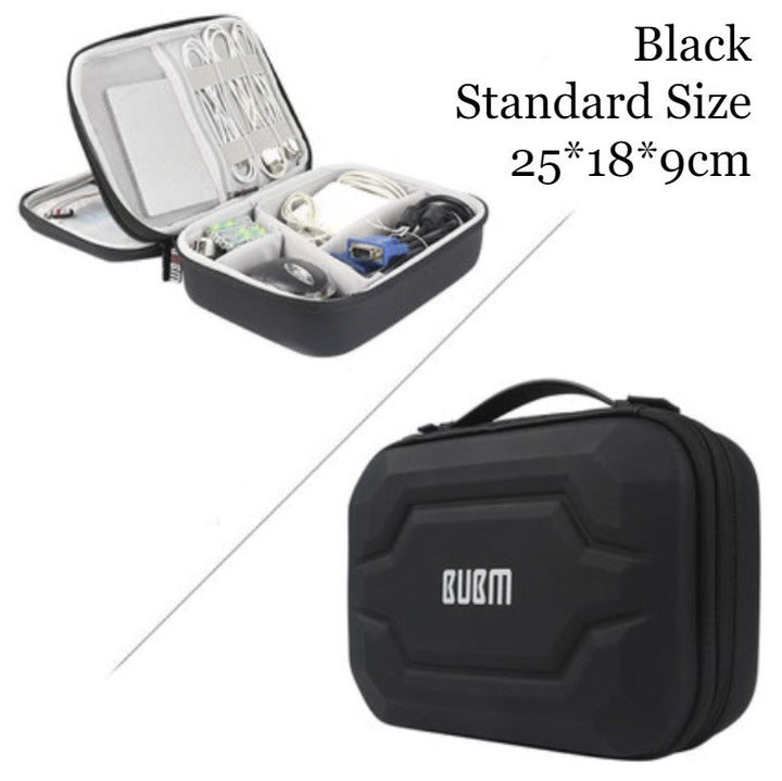 Lisslune | Portable Large-capacity Digital Accessory Storage Bag, with EVA Hard Shell, Waterproof and Shockproof Design, Double Storage and Adjustable Partition, for Cables, Power Bank, Cosmetics and More