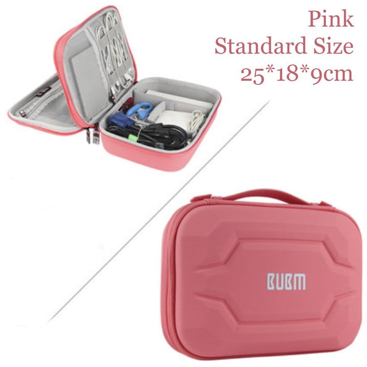Lisslune | Portable Large-capacity Digital Accessory Storage Bag, with EVA Hard Shell, Waterproof and Shockproof Design, Double Storage and Adjustable Partition, for Cables, Power Bank, Cosmetics and More
