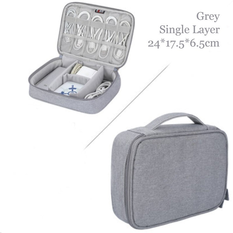 Lisslune | Portable Large-capacity Digital Accessory Storage Bag, with EVA Hard Shell, Waterproof and Shockproof Design, Double Storage and Adjustable Partition, for Cables, Power Bank, Cosmetics and More