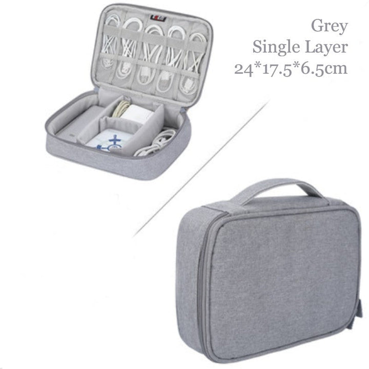 Lisslune | Portable Large-capacity Digital Accessory Storage Bag, with EVA Hard Shell, Waterproof and Shockproof Design, Double Storage and Adjustable Partition, for Cables, Power Bank, Cosmetics and More