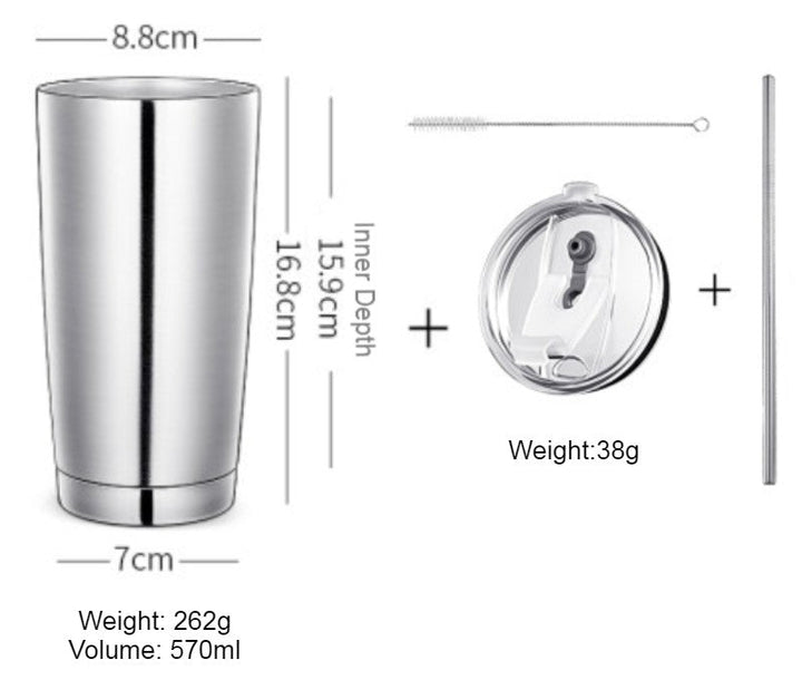 Lisslune | Stainless Steel Vacuum Insulation Travel Mug with Reusable Straw and Crystal Clear Lid, for Water, Coffee, Cold and Hot Beverage