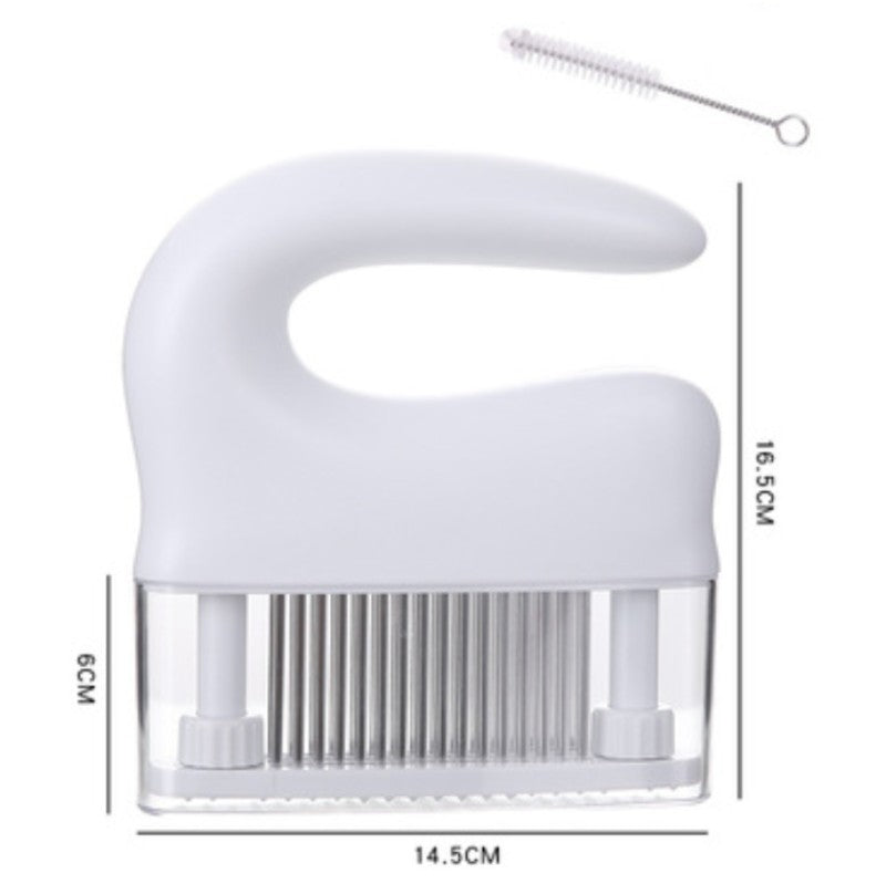 Lisslune | 48-pin Stainless Steel Meat Tenderizer, with Cleaning Brush, Comfortable Grip and Easy to Clean Design, for Steak, Chicken, Fish and Pork