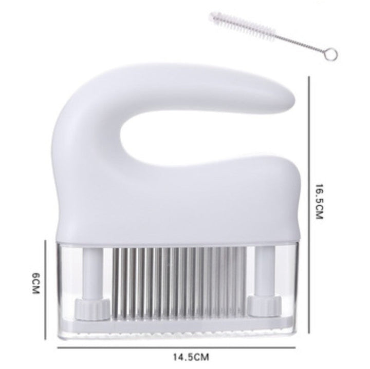 Lisslune | 48-pin Stainless Steel Meat Tenderizer, with Cleaning Brush, Comfortable Grip and Easy to Clean Design, for Steak, Chicken, Fish and Pork