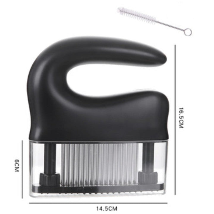 Lisslune | 48-pin Stainless Steel Meat Tenderizer, with Cleaning Brush, Comfortable Grip and Easy to Clean Design, for Steak, Chicken, Fish and Pork