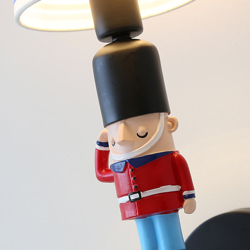 Skørter | Soldier Bedroom Wall Light with Conical Shade Fabric 1 Head American Style Wall Lamp