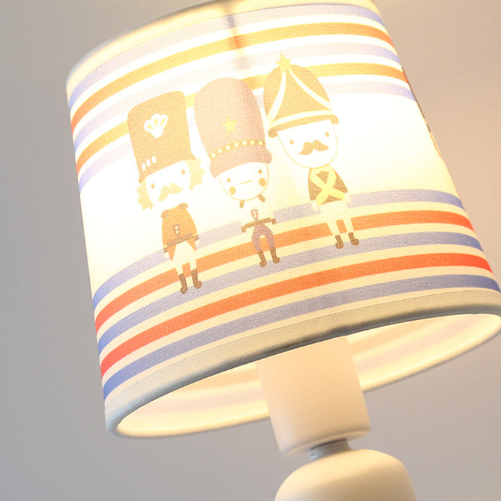 Skørter | Soldier Bedroom Wall Light with Conical Shade Fabric 1 Head American Style Wall Lamp