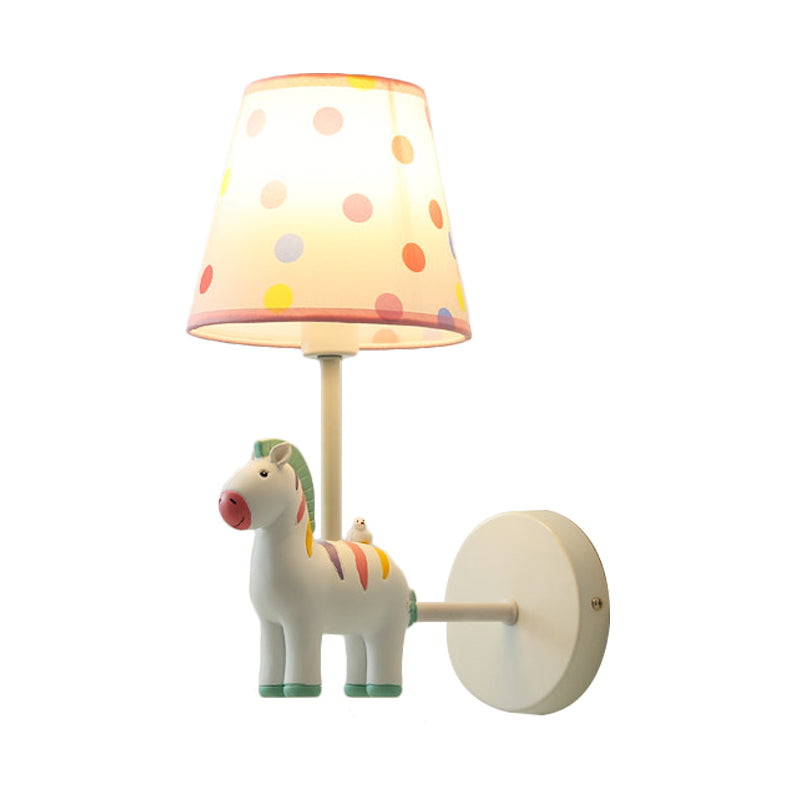 Skørter | Resin Horse Wall Lamp with Conical Shade Girl's Bedroom One Bulb Pretty Children's Wall Light