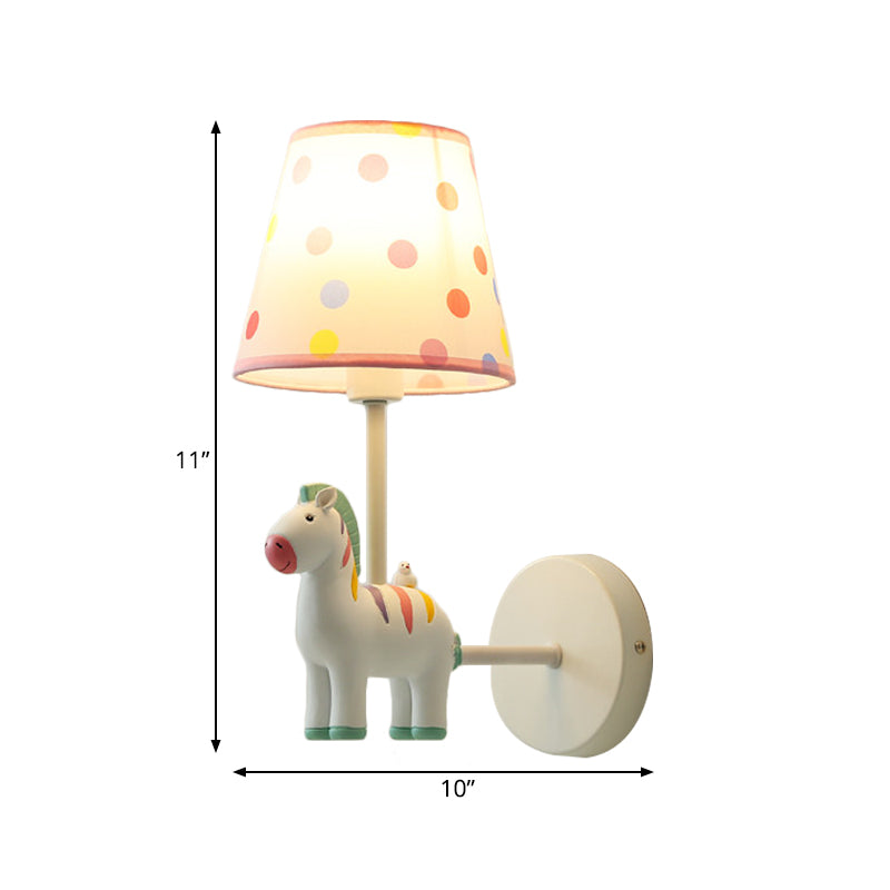 Skørter | Resin Horse Wall Lamp with Conical Shade Girl's Bedroom One Bulb Pretty Children's Wall Light