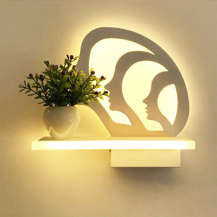 Skørter | Restaurant Café Wall Light with Shelf Acrylic Modern Creative Wall Light in White