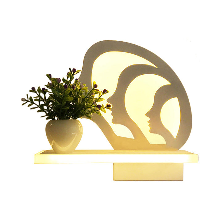 Skørter | Restaurant Café Wall Light with Shelf Acrylic Modern Creative Wall Light in White