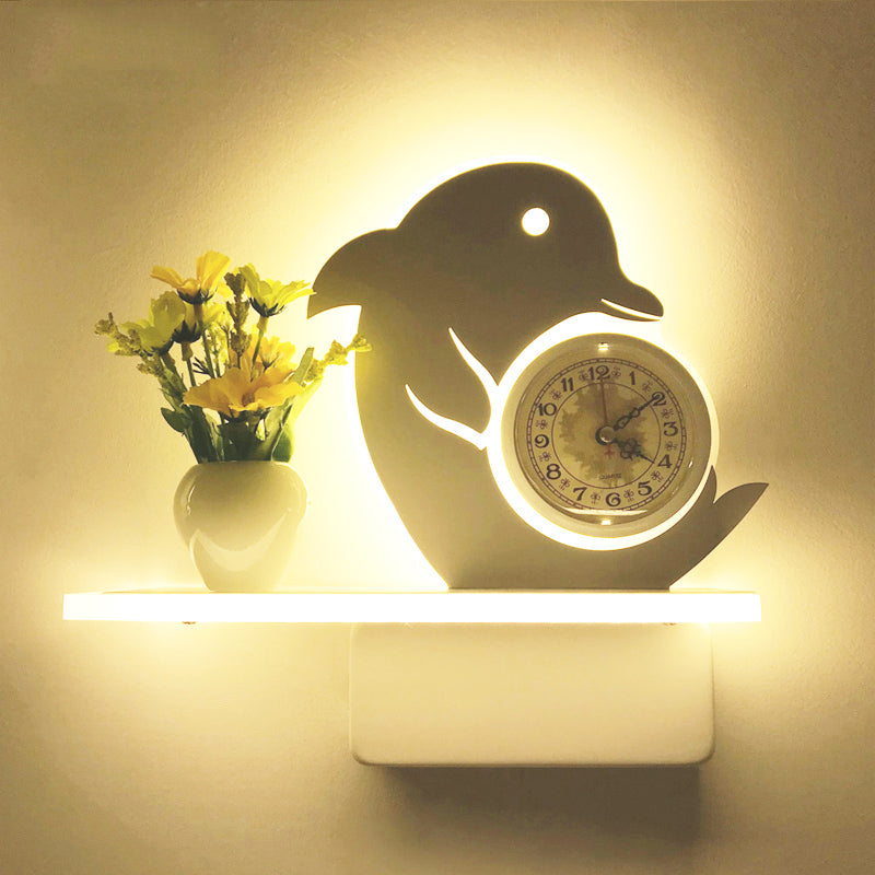 Skørter | Restaurant Café Wall Light with Shelf Acrylic Modern Creative Wall Light in White