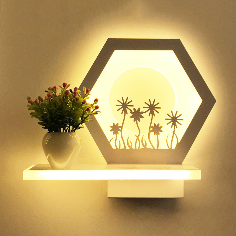Skørter | Restaurant Café Wall Light with Shelf Acrylic Modern Creative Wall Light in White