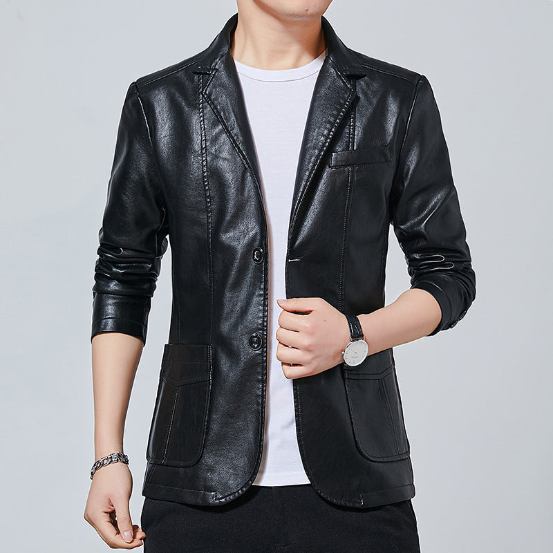 Men's fashionable synthetic leather jacket with practical cut and stylish details Lisslune