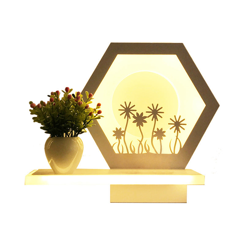 Skørter | Restaurant Café Wall Light with Shelf Acrylic Modern Creative Wall Light in White
