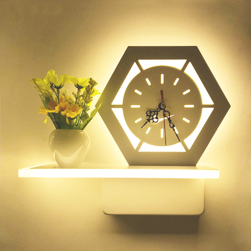 Skørter | Restaurant Café Wall Light with Shelf Acrylic Modern Creative Wall Light in White