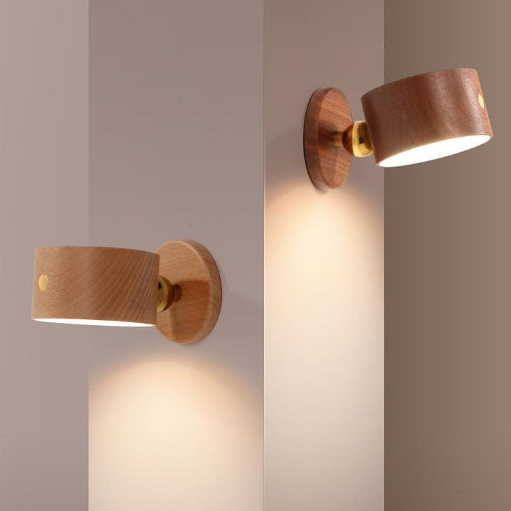 Lisslune | Simple wood USB rechargeable touch magnet LED night light wall sconce lamp