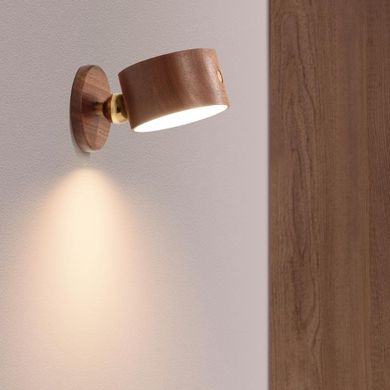 Lisslune | Simple wood USB rechargeable touch magnet LED night light wall sconce lamp