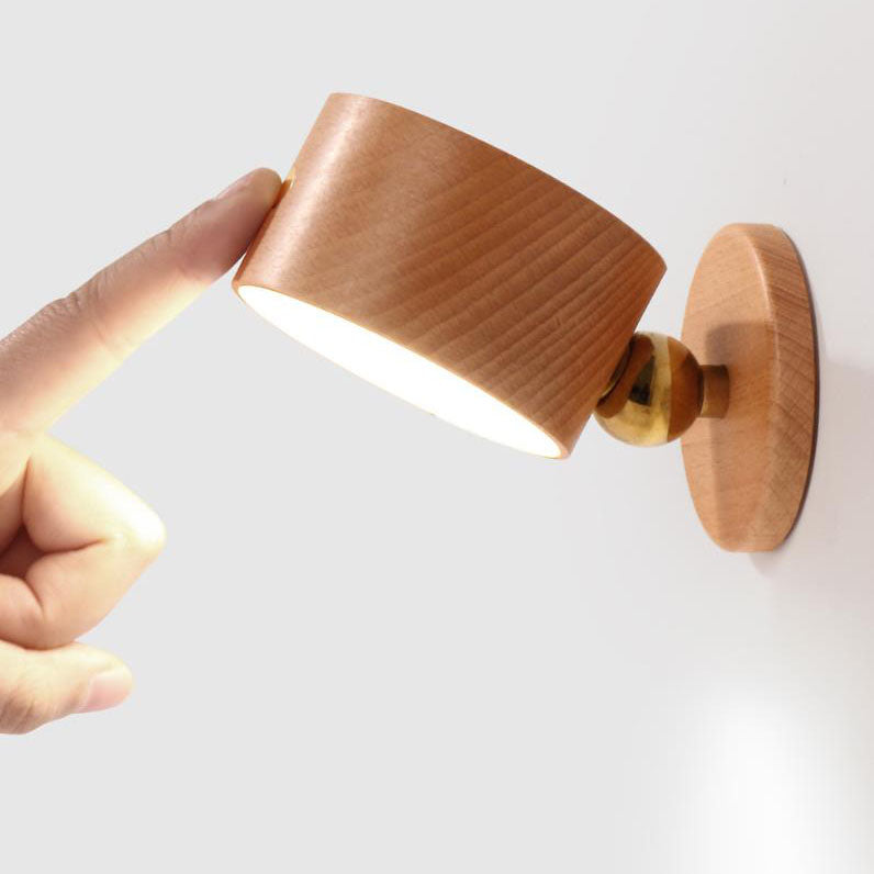 Lisslune | Simple wood USB rechargeable touch magnet LED night light wall sconce lamp