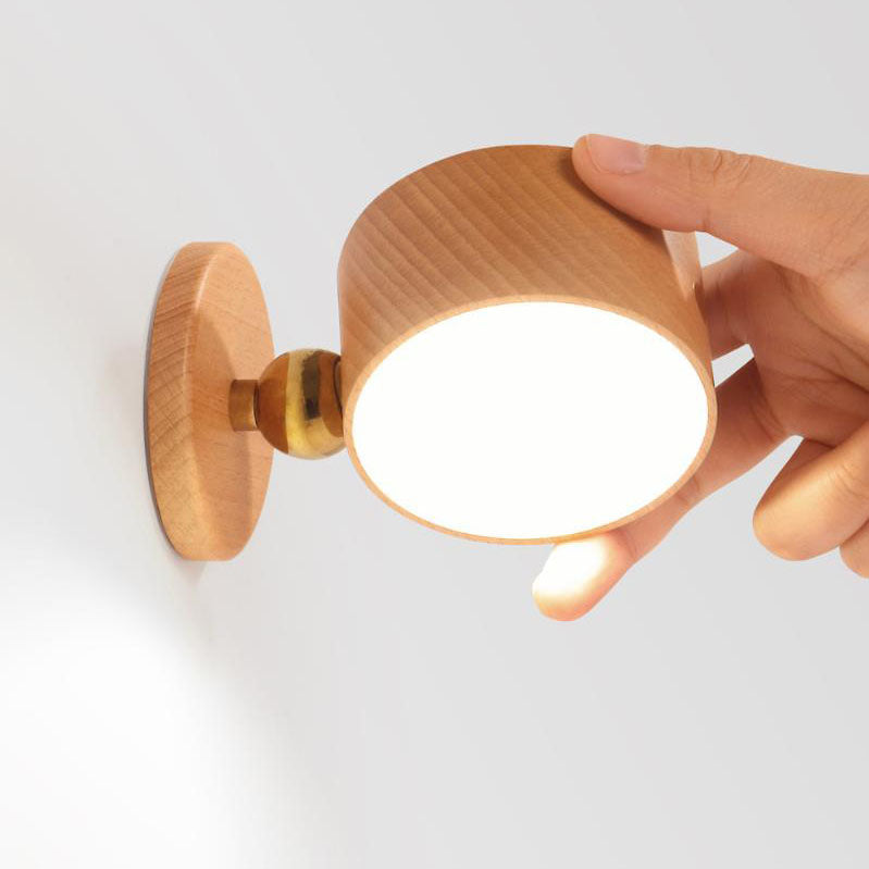 Lisslune | Simple wood USB rechargeable touch magnet LED night light wall sconce lamp