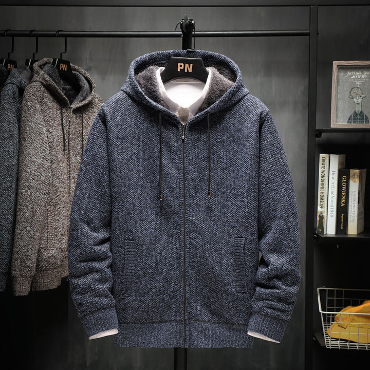 Men's cozy fleece jacket with hood and practical pockets Lisslune