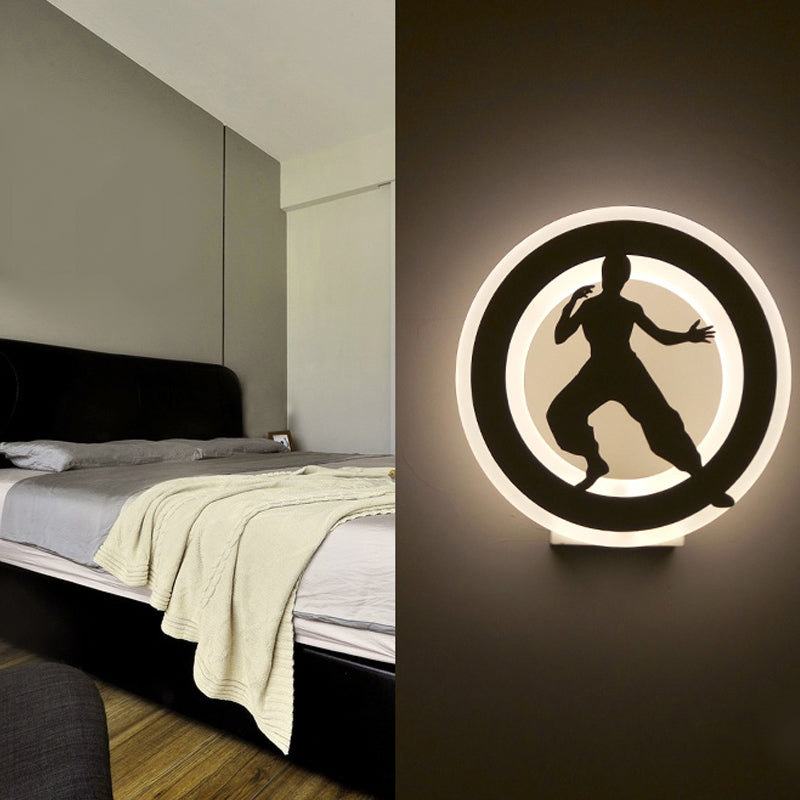 Skørter | Kung Fu Kids Bedroom Wall Light Acrylic Sports Style Wall Lamp in White finish