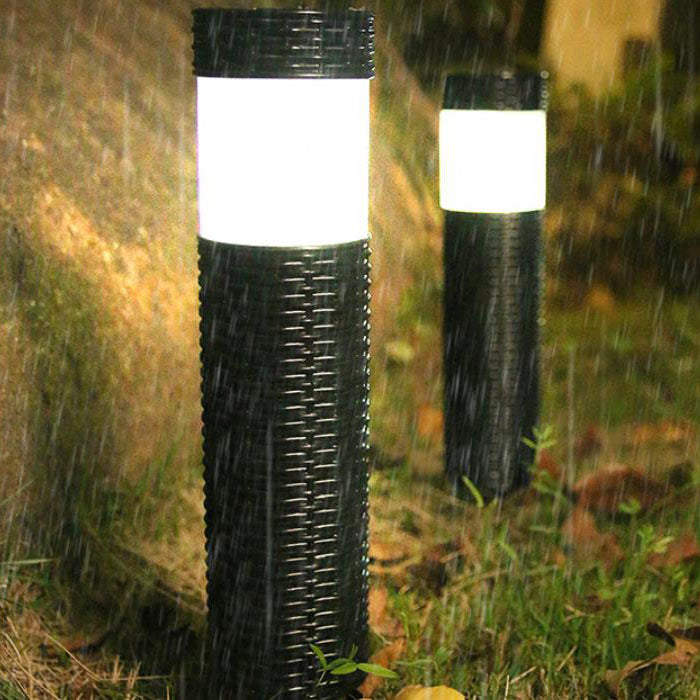 Lisslune | Outdoor Solar Rattan Cylindrical LED Garden Lawn In-ground Landscape Light