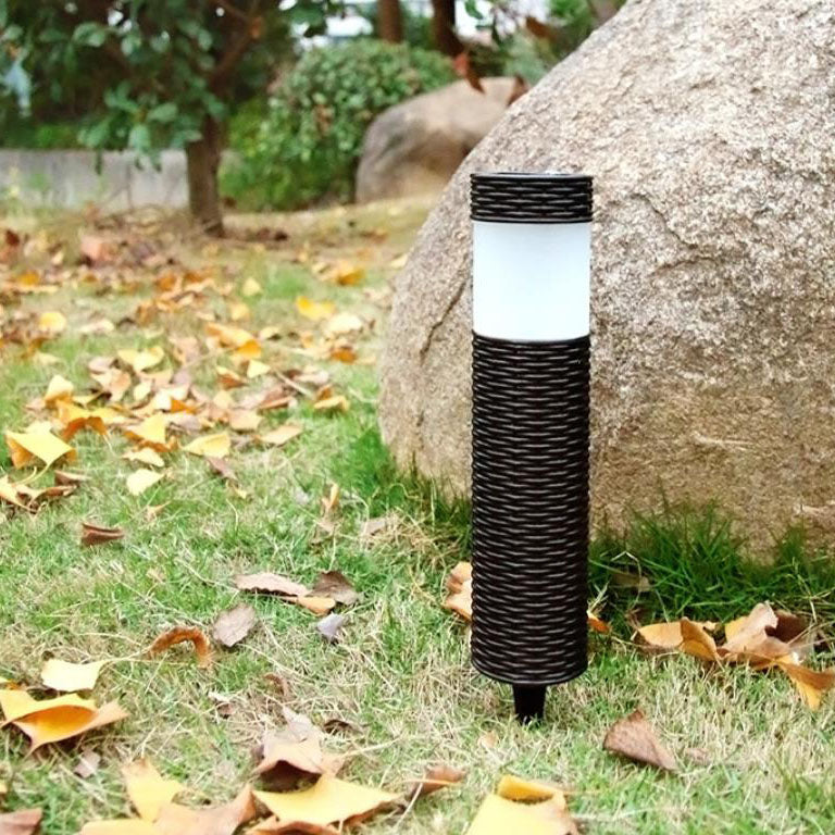 Lisslune | Outdoor Solar Rattan Cylindrical LED Garden Lawn In-ground Landscape Light