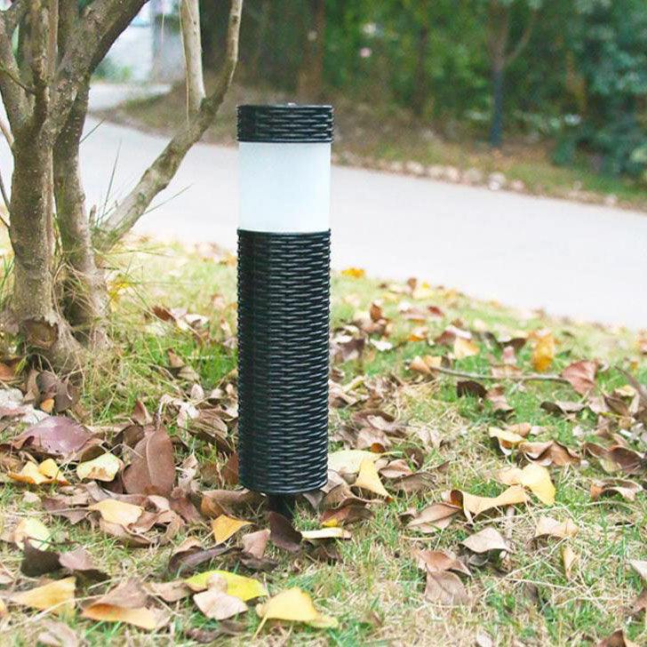 Lisslune | Outdoor Solar Rattan Cylindrical LED Garden Lawn In-ground Landscape Light