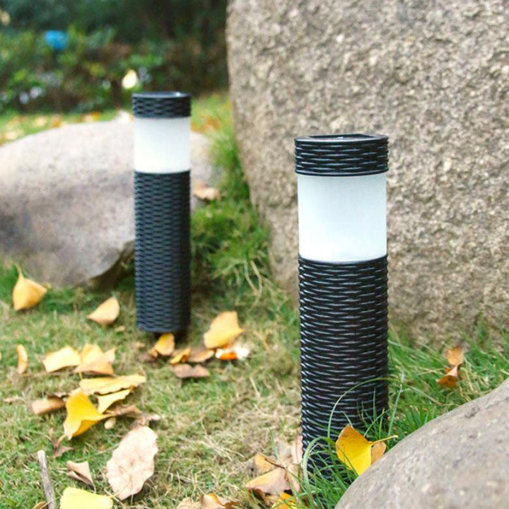 Lisslune | Outdoor Solar Rattan Cylindrical LED Garden Lawn In-ground Landscape Light