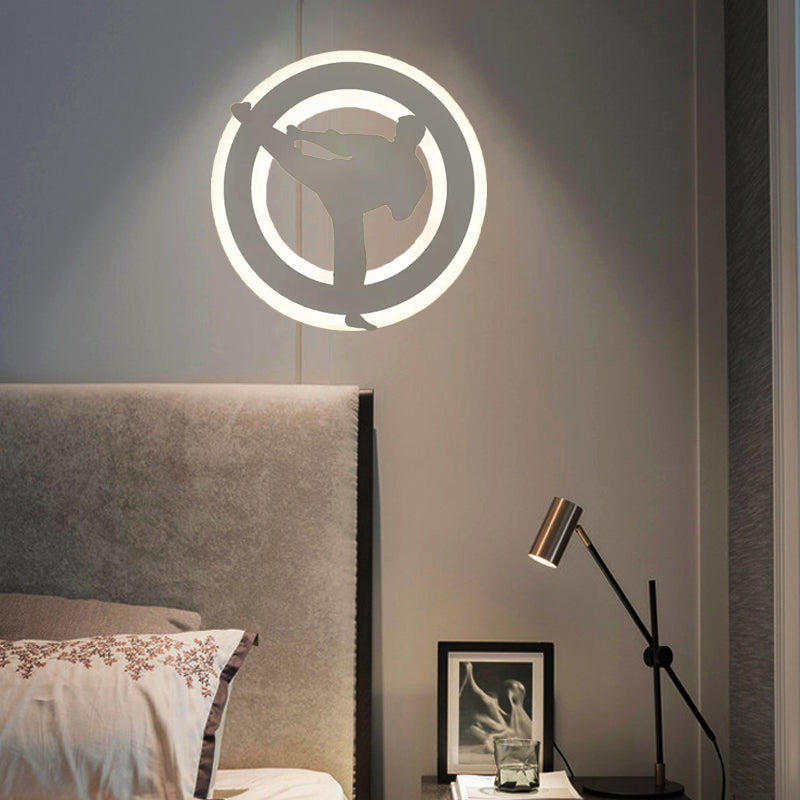 Skørter | Kung Fu Kids Bedroom Wall Light Acrylic Sports Style Wall Lamp in White finish