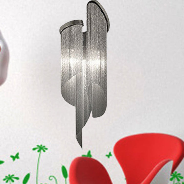Lisslune | 2 Heads Living Room Wall Lamp Simple Black Wall Lighting Ideas with Tassel Aluminum Shade