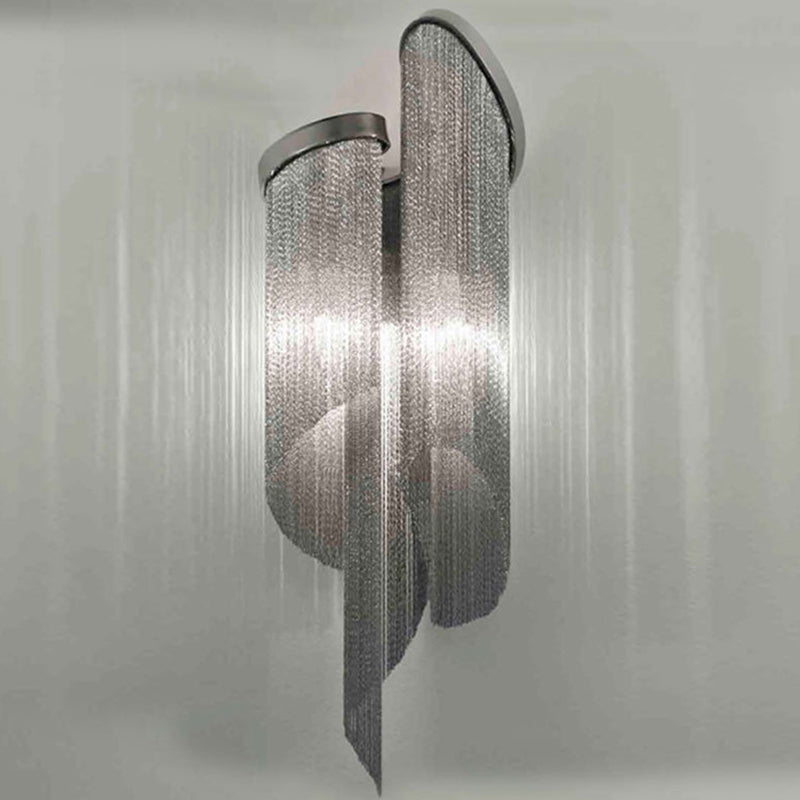 Lisslune | 2 Heads Living Room Wall Lamp Simple Black Wall Lighting Ideas with Tassel Aluminum Shade
