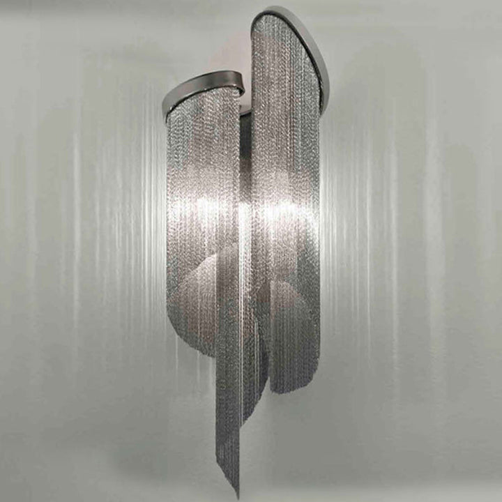 Lisslune | 2 Heads Living Room Wall Lamp Simple Black Wall Lighting Ideas with Tassel Aluminum Shade