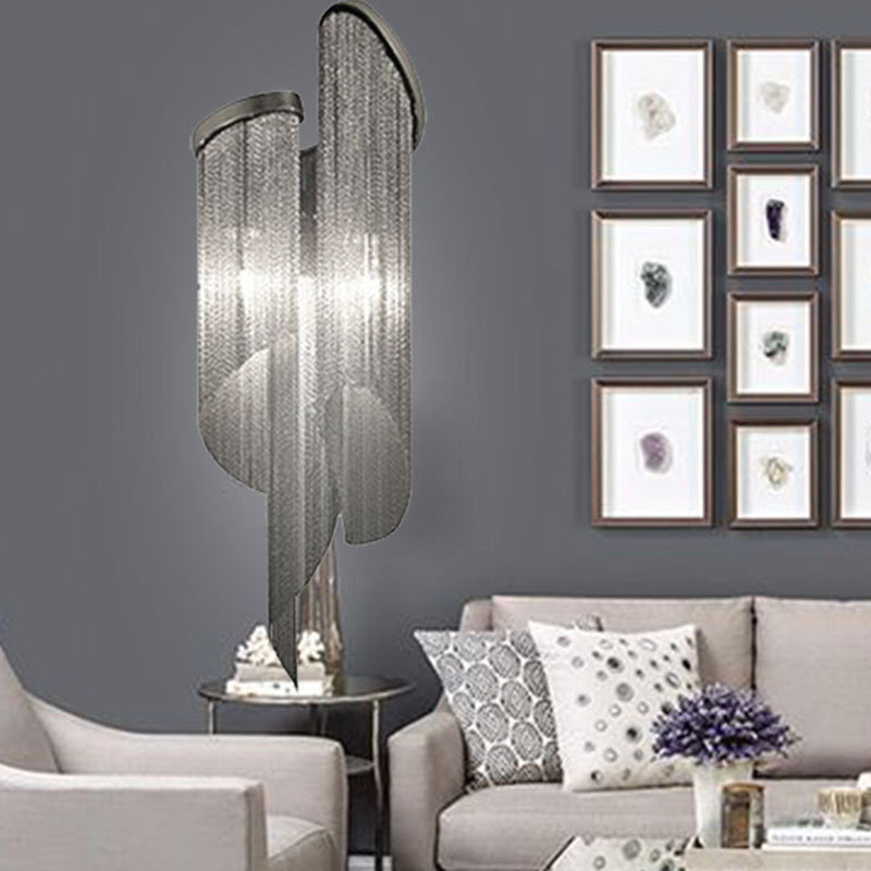 Lisslune | 2 Heads Living Room Wall Lamp Simple Black Wall Lighting Ideas with Tassel Aluminum Shade