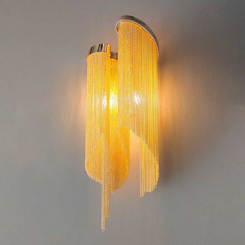 Lisslune | Tassel Chain Aluminum Wall Light Sconce Modern 2 Bulbs Wall Mounted Lamp for Living Room