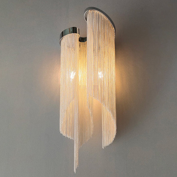 Lisslune | Tassel Chain Aluminum Wall Light Sconce Modern 2 Bulbs Wall Mounted Lamp for Living Room
