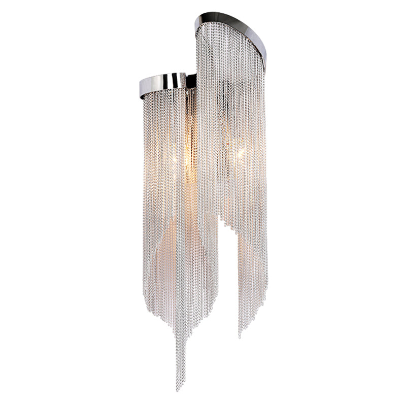 Lisslune | Tassel Chain Aluminum Wall Light Sconce Modern 2 Bulbs Wall Mounted Lamp for Living Room