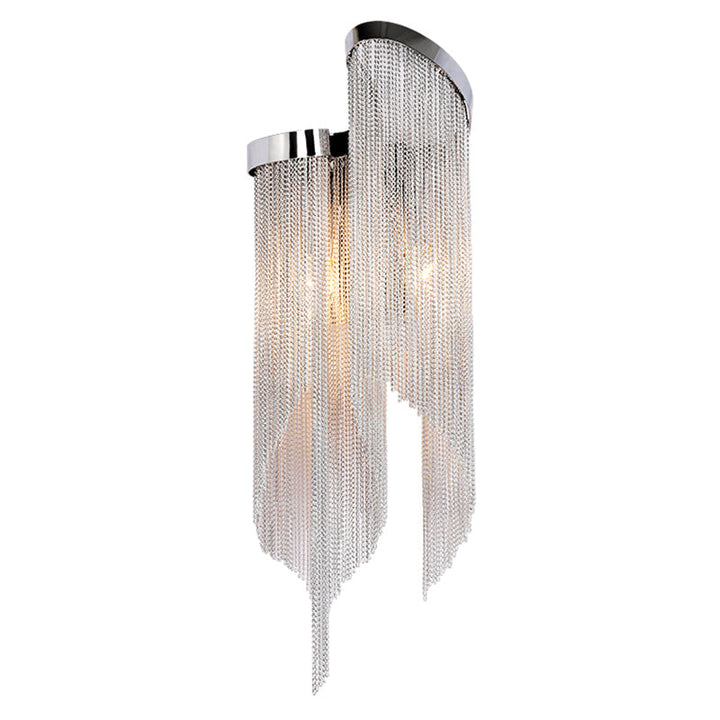 Lisslune | Tassel Chain Aluminum Wall Light Sconce Modern 2 Bulbs Wall Mounted Lamp for Living Room