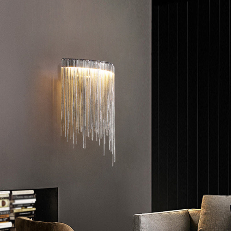 Lisslune | Silver Wall Mounted Light Fixture Simple LED Aluminum Wall Lamp for the Living Room