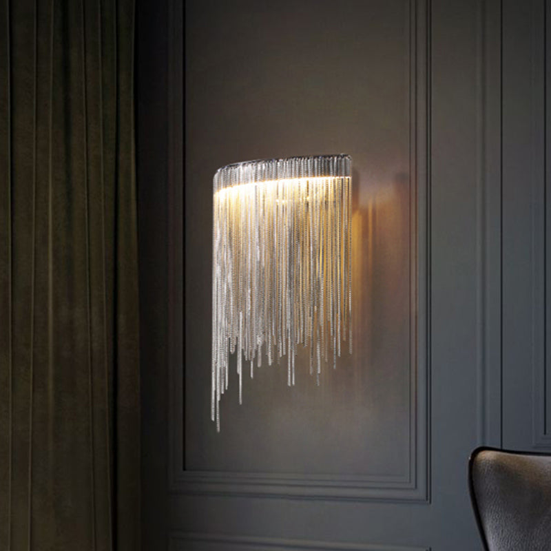 Lisslune | Silver Wall Mounted Light Fixture Simple LED Aluminum Wall Lamp for the Living Room