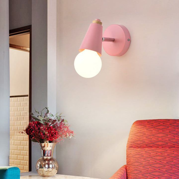 Lisslune | Exposed Bulb Wall Lamp Modern Style 1 Head Metal Wall Light with Conical Base