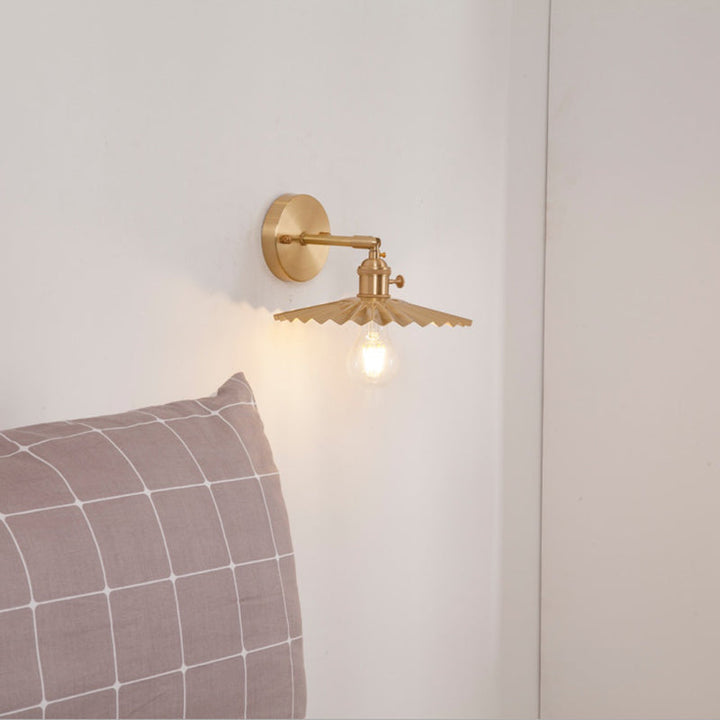 Lisslune | 1 Light Cone Wall Lighting Ideas Industrial Brass Metal Wall Mounted Lamp for Nightstand