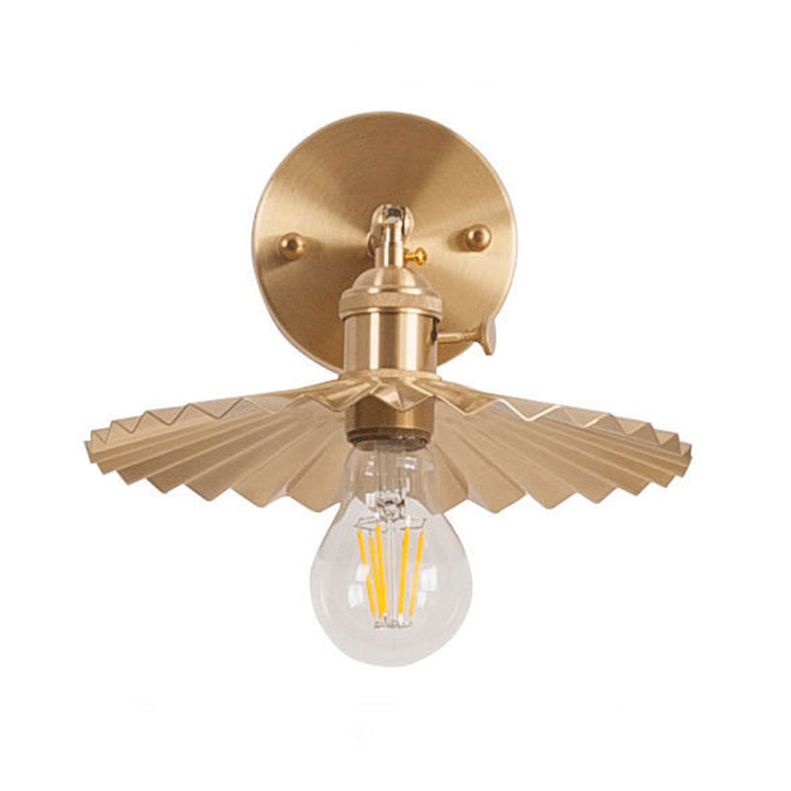 Lisslune | 1 Light Cone Wall Lighting Ideas Industrial Brass Metal Wall Mounted Lamp for Nightstand