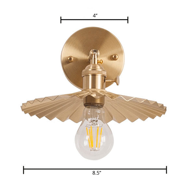 Lisslune | 1 Light Cone Wall Lighting Ideas Industrial Brass Metal Wall Mounted Lamp for Nightstand