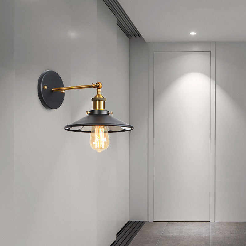 Lisslune | Metal straight arm wall lighting fixture factory 1 bulb dining room wall lamp in black and brass