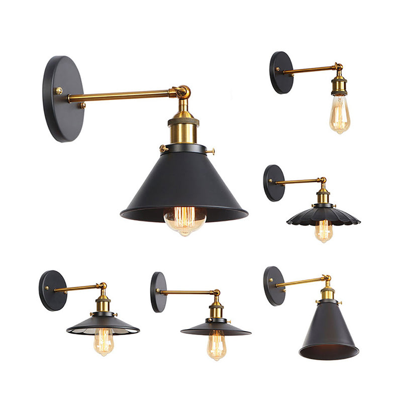 Lisslune | Metal straight arm wall lighting fixture factory 1 bulb dining room wall lamp in black and brass