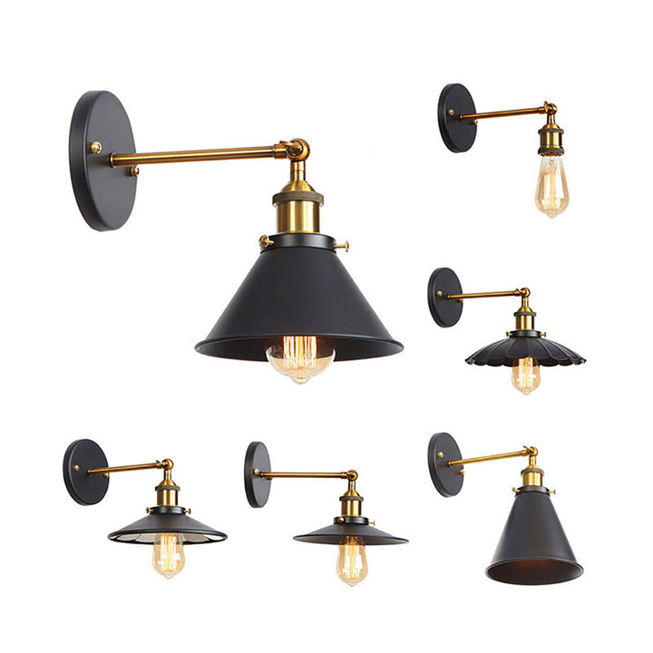 Lisslune | Metal straight arm wall lighting fixture factory 1 bulb dining room wall lamp in black and brass