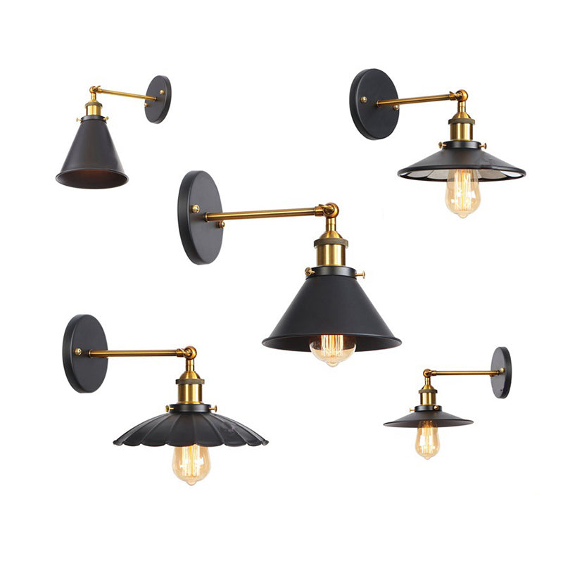 Lisslune | Metal straight arm wall lighting fixture factory 1 bulb dining room wall lamp in black and brass