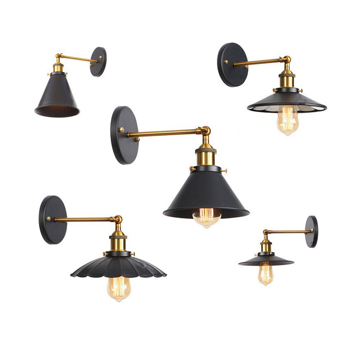 Lisslune | Metal straight arm wall lighting fixture factory 1 bulb dining room wall lamp in black and brass